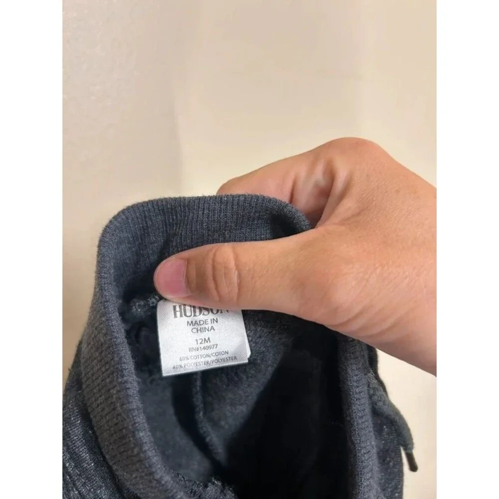New Hudson Kids 12M Baby Boy Dark Heathered Grey Jogger Sweatpants Cozy Fall